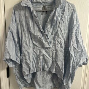 Anthropologie Light Blue Striped Blouse